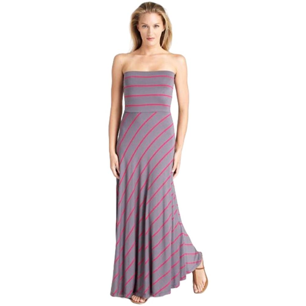 Laila Jayde Strapless Long Dress - Gray/Pink NWT Size Small